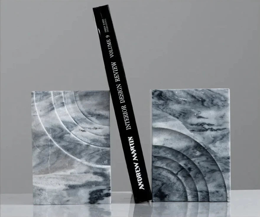 Sun Relief Marble Bookends