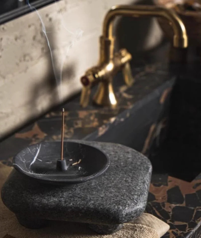 Natural Travertine and Marble Circular Incense Burners