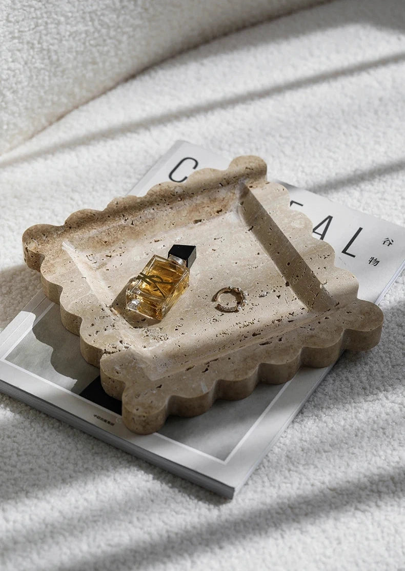 Travertine and Marble Scalloped Display Trays