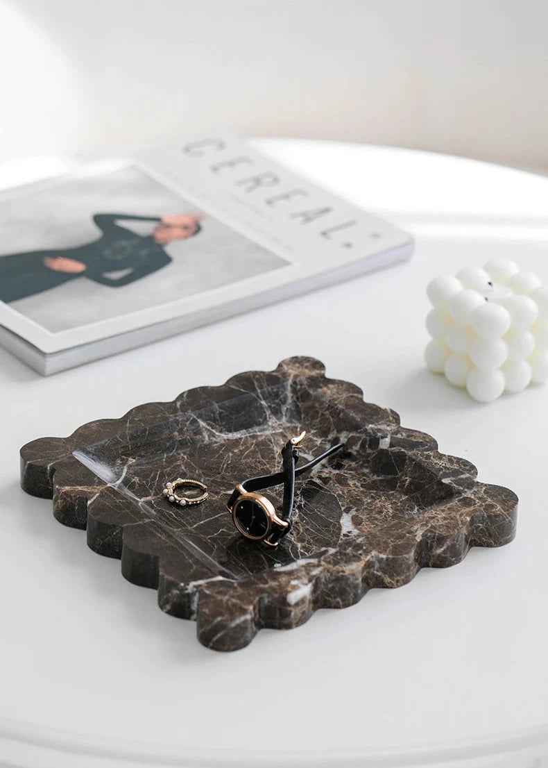 Travertine and Marble Scalloped Display Trays