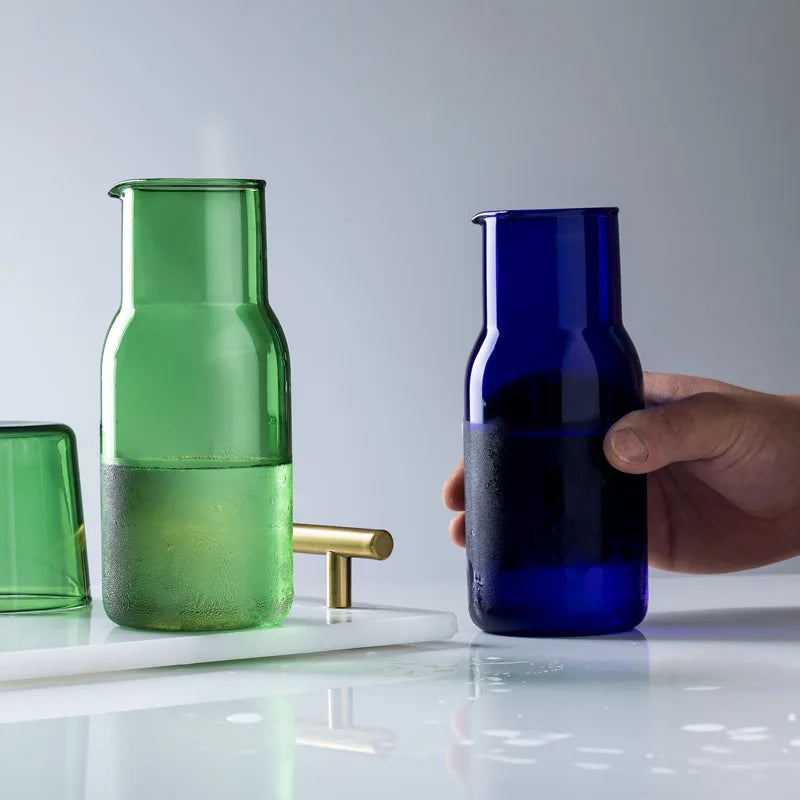 Coloured Glass Carafe and Tumbler Set