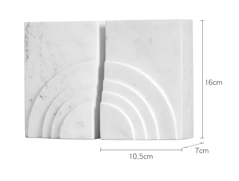 Sun Relief Marble Bookends
