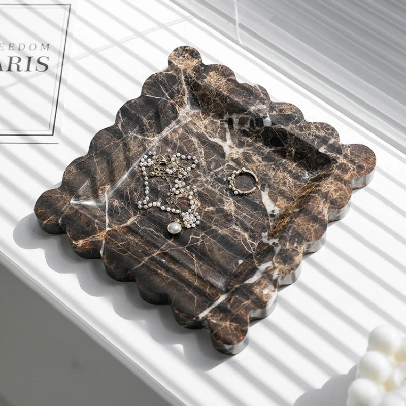Travertine and Marble Scalloped Display Trays