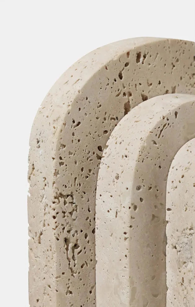 Natural Travertine and Marble Arch Bookends