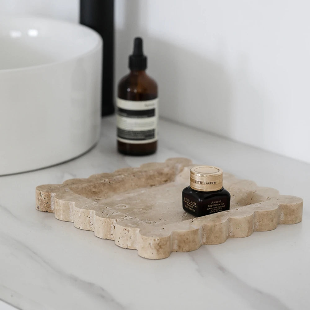 Travertine and Marble Scalloped Display Trays