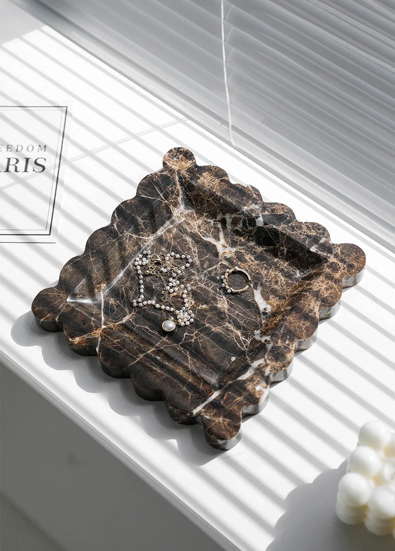 Travertine and Marble Scalloped Display Trays