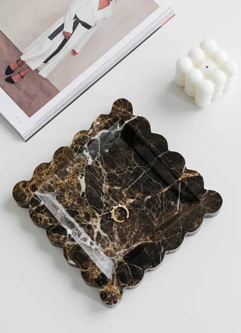 Travertine and Marble Scalloped Display Trays