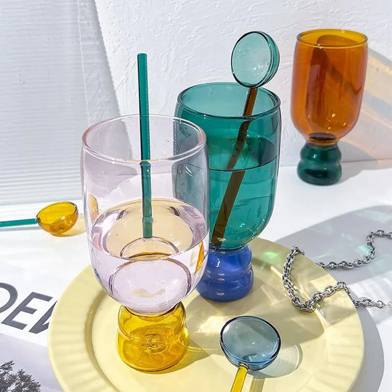 Coloured Glass and Spoon Sets