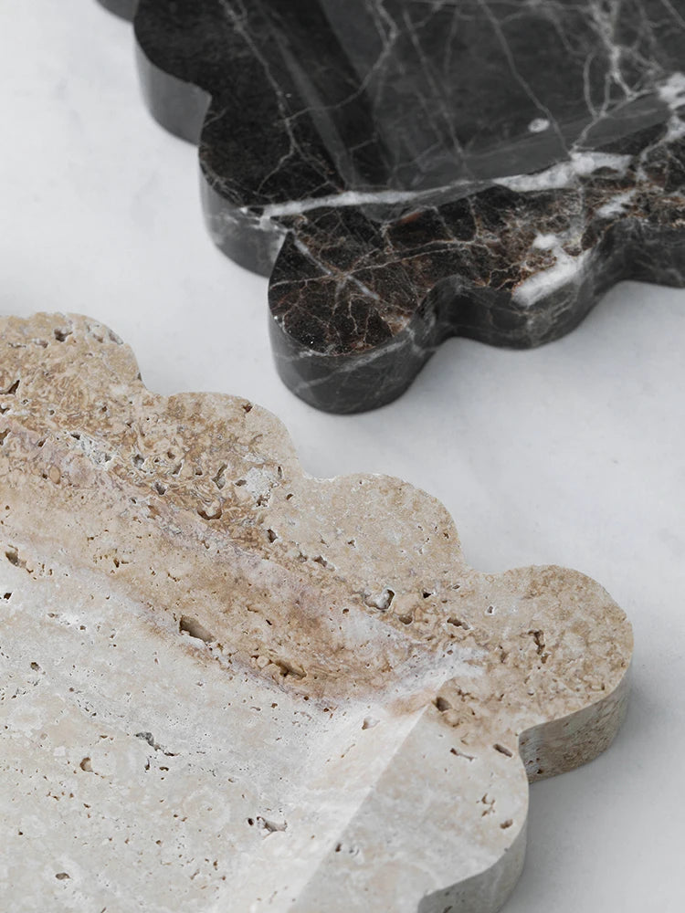 Travertine and Marble Scalloped Display Trays