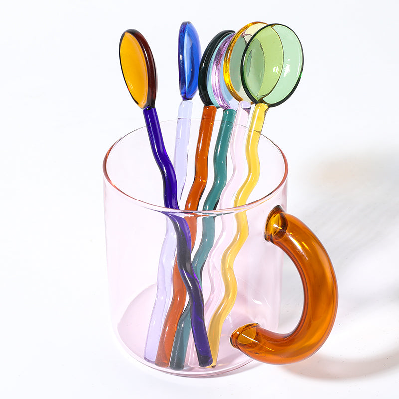 Tinted Glass Cups and Spoons