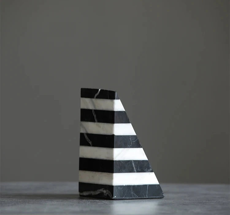 Geometric Contrast Marble Bookends