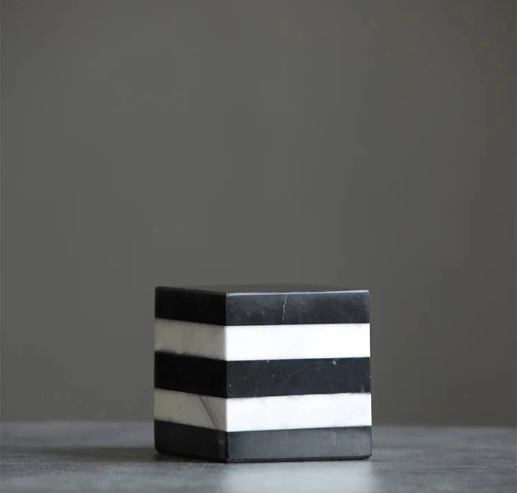 Geometric Contrast Marble Bookends