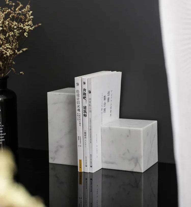 Marble Block Bookends