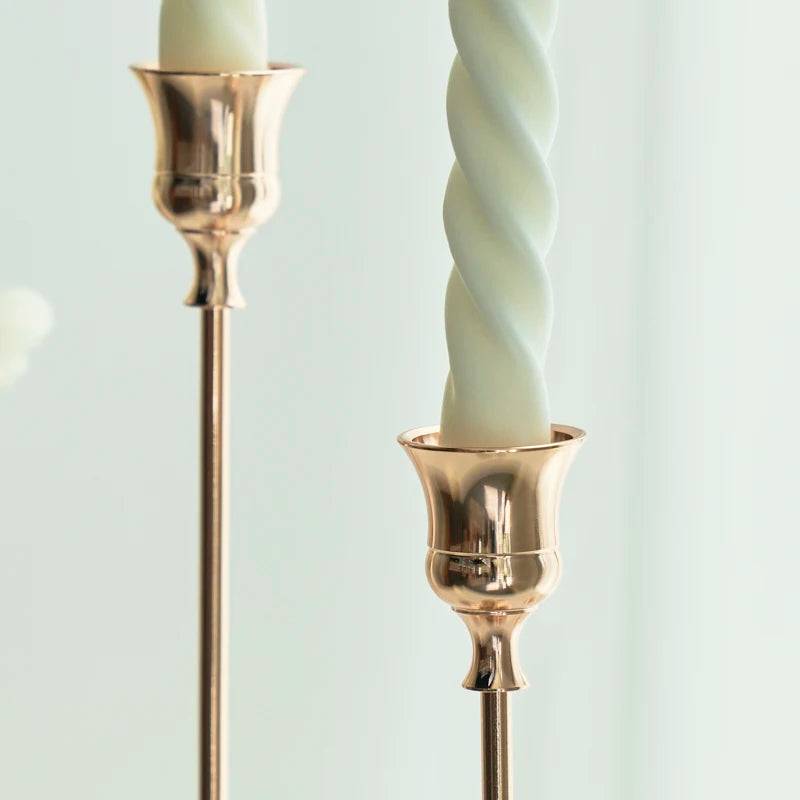 Three-Piece Set of Bronze Candlestick Holders