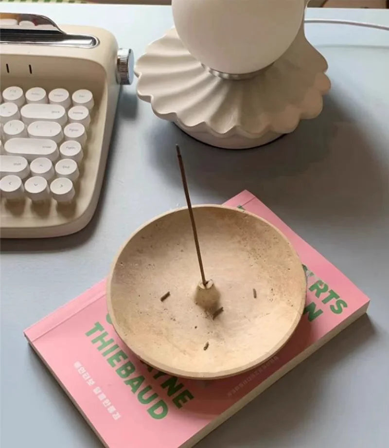 Natural Travertine and Marble Circular Incense Burners