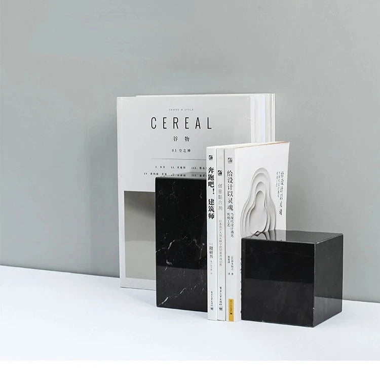 Marble Block Bookends