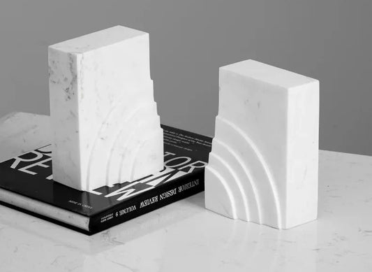 Sun Relief Marble Bookends