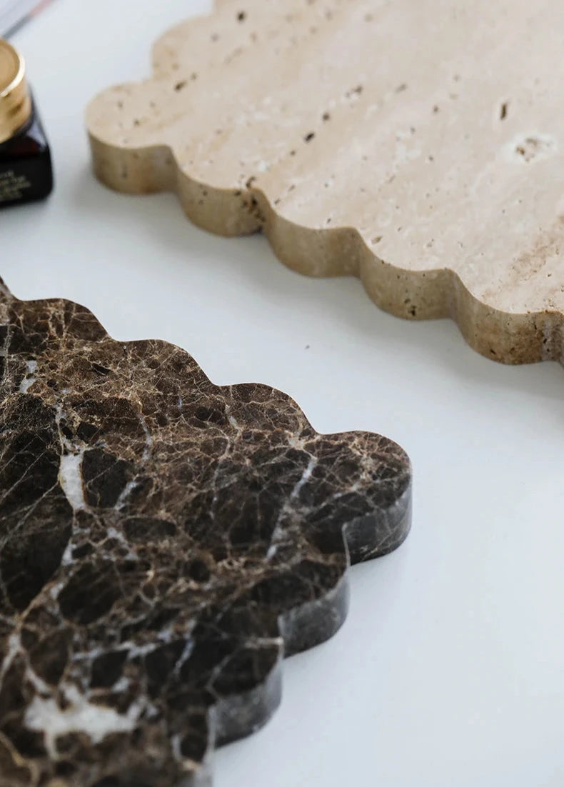 Travertine and Marble Scalloped Display Trays