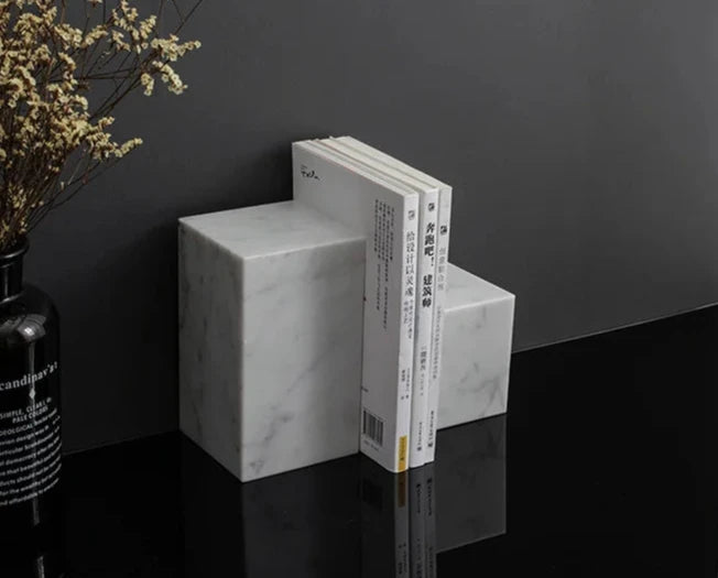 Marble Block Bookends