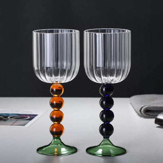 Bubble and Ripple Stemmed Wine Glasses