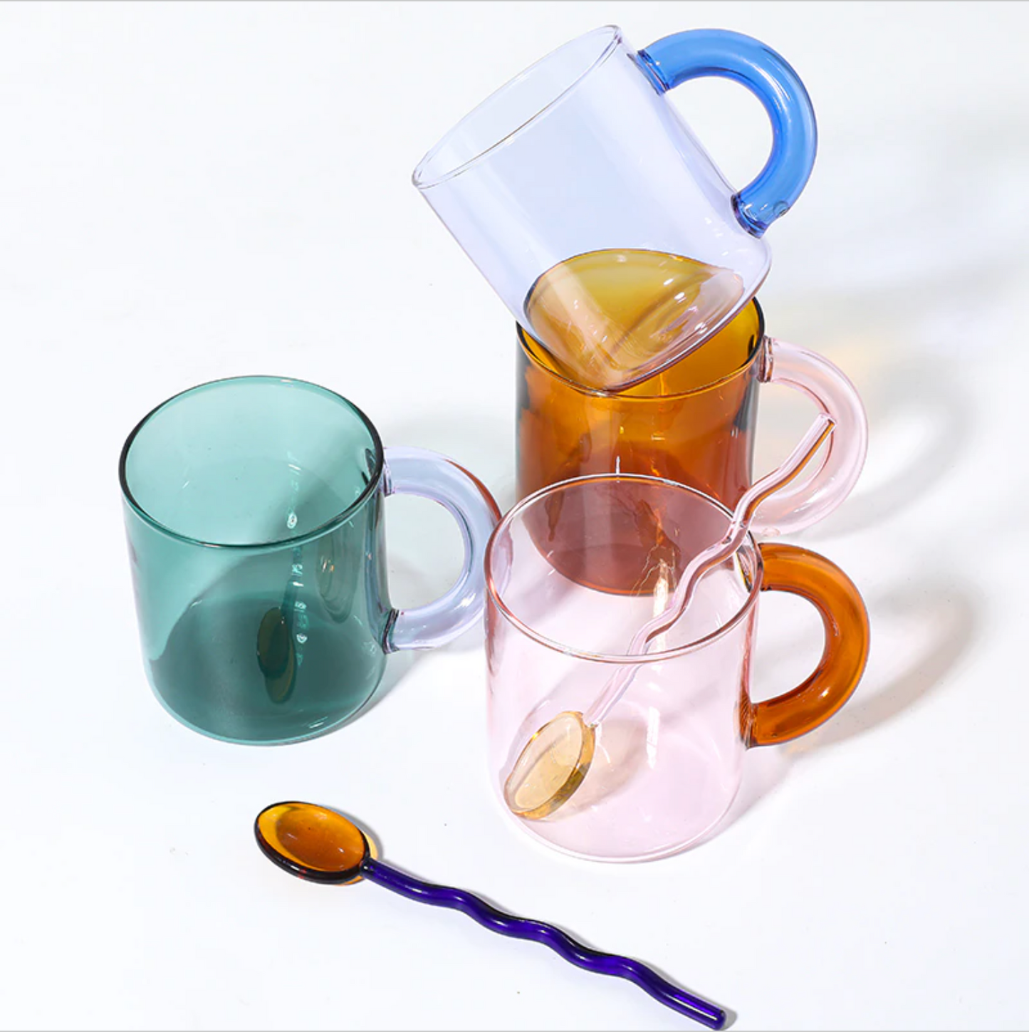 Tinted Glass Cups and Spoons