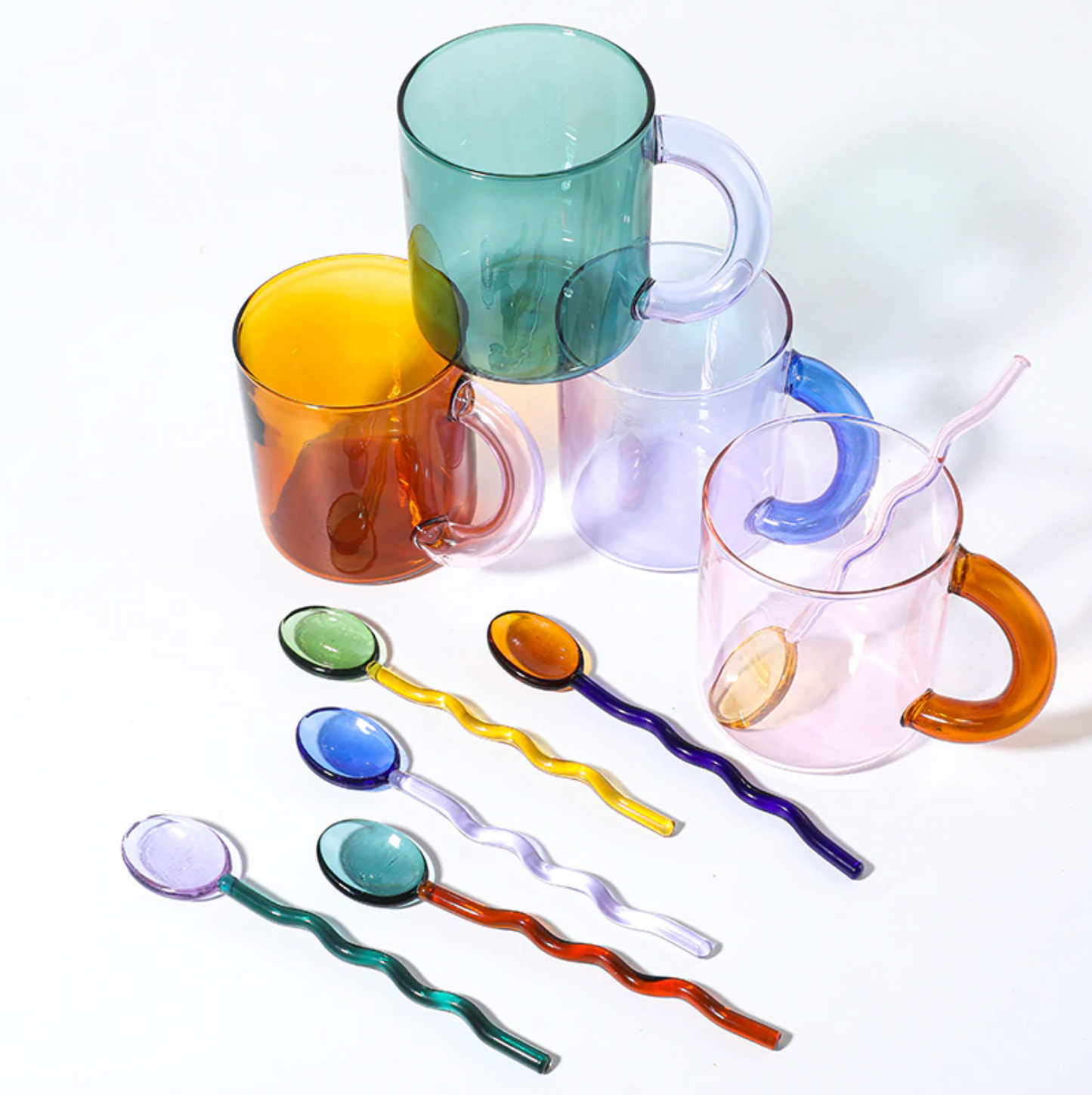 Tinted Glass Cups and Spoons