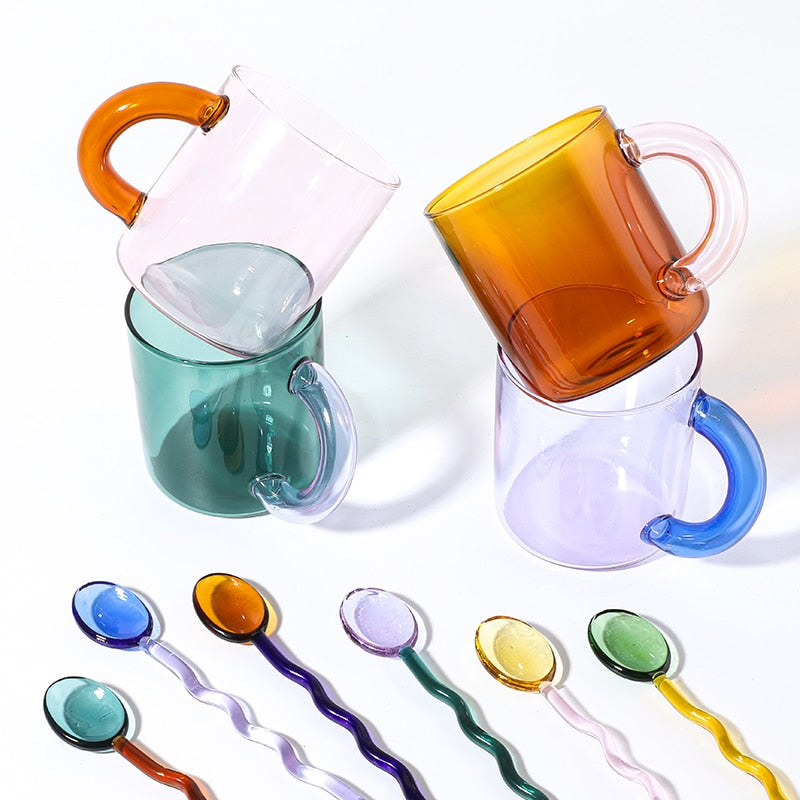 Tinted Glass Cups and Spoons